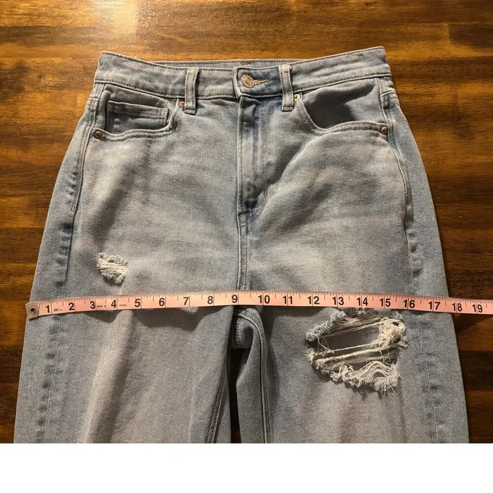 American Eagle Women’s 4 Short 26 x 26 Jeans Mom Straight High Rise Blue Denim